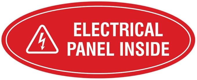 Signs ByLITA Oval Electrical Panel Inside Sign (Red) - Medium