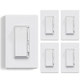 ELEGRP Dimmer Light Switch for 300W Dimmable LED/CFL Lights and 600W INC/HAL Bulbs, Single Pole/3-Way LED Slide Dimmer Light Switch, Wall Plate Included, UL Listed, 5 Pack, White