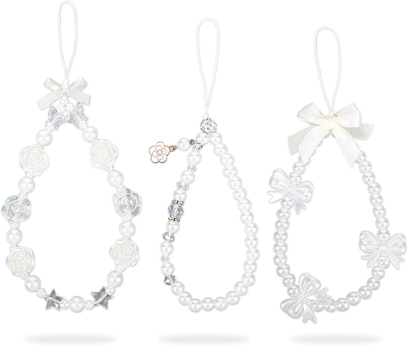 Pink Beaded Phone Wrist Straps, Y2K Phone Case Charms Camera Charm Strap by Unknown