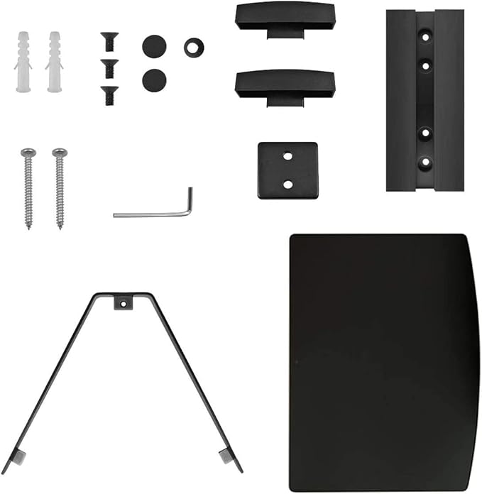 suptek Single Floating Shelf Wall Bracket with Strengthened Tempered Glass for DVD Players/Cable Boxes/Games Consoles/TV Accessories 1 Shelf, Black, CS201