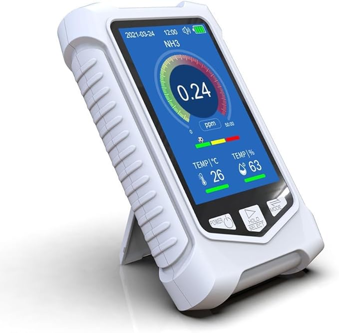 NH3 Meter Ammonia Air Quality Monitor Portable Ammonia Gas Detector Handheld NH3 Analyzer Gas Tester Ammonia Sensor Alert Device