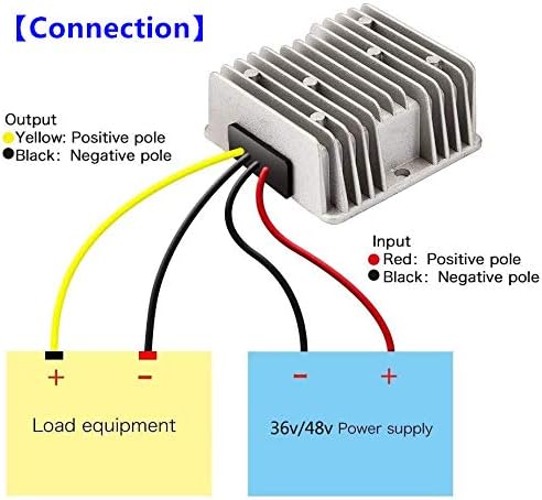 QJFCare Waterproof DC Buck Converter Voltage Regulator 36V 48V Step Down to 12V 30A 360W Adjustable Power Converter Transformer for Golf Cart, Car,Vehicle