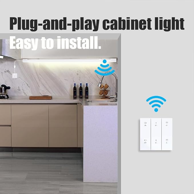 ONIDEK Under Cabinet Lights with Plug. 3000K-6500K Dimming and Color. with Wireless Control Panel and Remote Control.18W 1800LM for Garage, Kitchen, Bathroom, Closet, Office (24 inch)