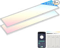 AIKVSXER 2 Pack 1x4 FT LED Flat Panel Light Surface Mount, with Wireless Switch & App Control, Night Mode, 50W 5500LM, 3000K/4000K/6500K, Ultra-Thin LED Light for Office Home,120-277V - White