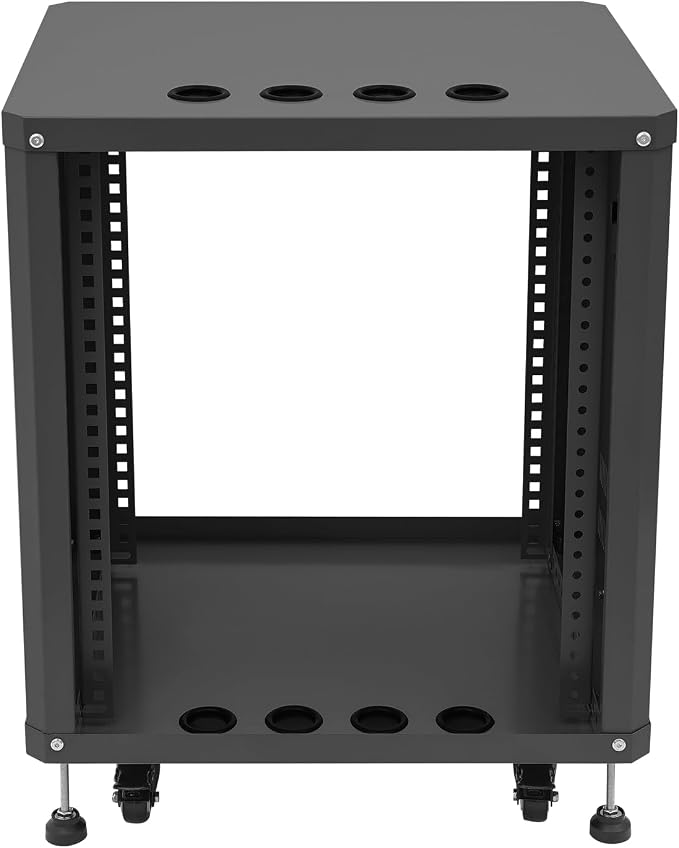 12U Stereo & Studio Rack with Wheels, Open Frame Audio Rack Cabinet, Rolling - Image 6