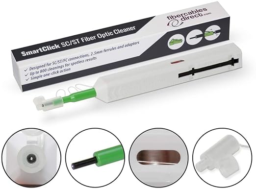 FCD SC Fiber Cleaner Pen | Quick Click Contact Cleaning Pens | 2.5mm Ferrule UPC APC | 800+ Microfiber Clicks/Usage Window | Cleans SC/ST/FC Cable Connectors Adapters Panels