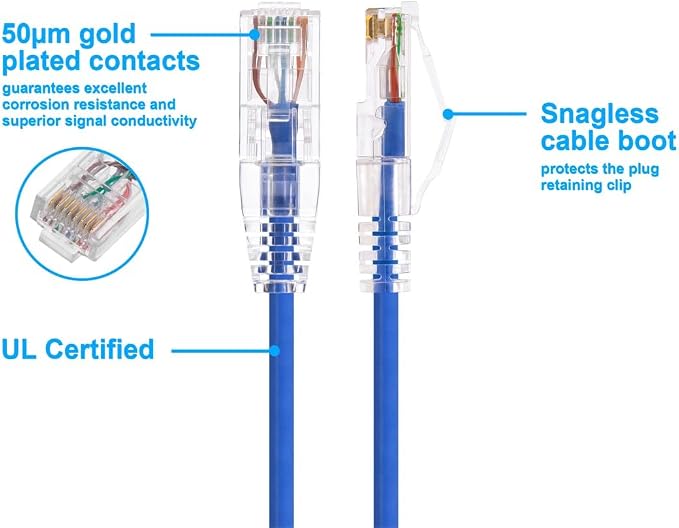 Monoprice Cat6 3ft Blue Component Level Patch Cable UTP 28AWG 550MHz Pure Bare - Image 3
