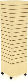 16" W * 16" D * 62" H - Maple Slatwall Tower, Four Panel Slatwall Retail Fixture, Rotating Retail Display Rack