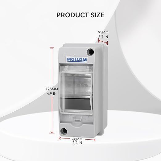 MOLLOM 2 Way Circuit Breaker MCB Distribution Protection Box with DIN Rail, IP65 Waterproof,for Indoor and Outdoor