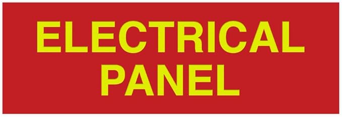 All Quality Basic Electrical Panel Sign - Fire Regulation Safety Compliance Sign - Red/Gold - Large (10 Pack)