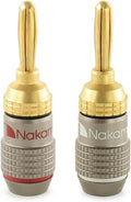 Nakamichi FanLock Excel Series 24k Gold Plated Banana Plugs 10 AWG - 18 AWG Gauge Size 4mm for Speakers Amplifier Hi-Fi Stereo Home Theatre Radio Audio Wire Cable Quick Connector 2 Pcs (1-Pair)