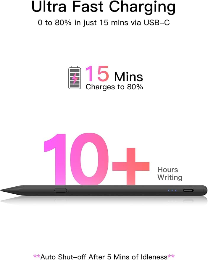 Stylus Pen for ipad 2018-2026, USB-C Fast Charging Pencil, Pixel-Perfect Tilt - Image 5