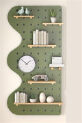 Wooden Wall Organizer - Versatile Hanging Display Panel for Home & Office, Entryway & Kitchen Storage Solution, Perforated Wood, Green (23.6"x47.2")