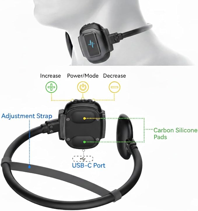 VNTune Fit Wearable Neck Relaxation Device with 6 Modes: Rest, Zen, Balance, Revive, Clarity & Ease – On-The-Go Comfort, Non-Metal Contact, Supports Better Sleep & Relaxation, No App Needed
