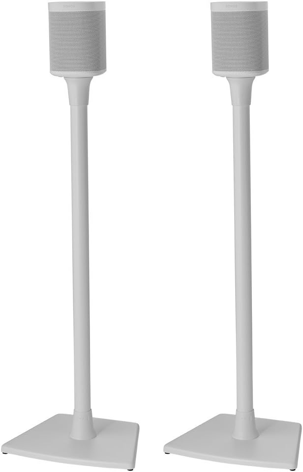 SANUS Wireless Sonos Speaker Stand for Sonos One, Play:1, & Play:3 - Audio-Enhancing Design with Built-in Cable Management - Pair (White) - WSS22-W1