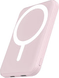 podoru for Magsafe Battery Pack, 5000mAh Magnetic PowerBank with Type-C Cable 20W PD Fast Charging Lighting Input Wireless Charger for iPhone 17/16/15/14/13/12/ All Series-Light Pink