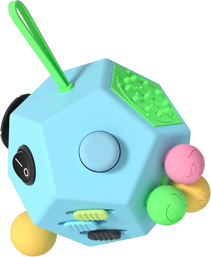 Fidget Dodecagon –12-Side Fidget Toys Cube Relieves Stress and Anxiety Anti Depression Travel Toy Christmas Stocking Stuffers Gifts for Children and Adults (B3 Blue Sky)