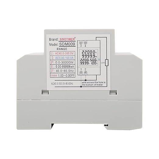 6IN1 Single Phase Energy Meter Din Rail Electricity Usage Monitor AC 40-300V 100A Voltmeter Ammeter Watt Kwh Frequency Power Meter Built-in CT 110V