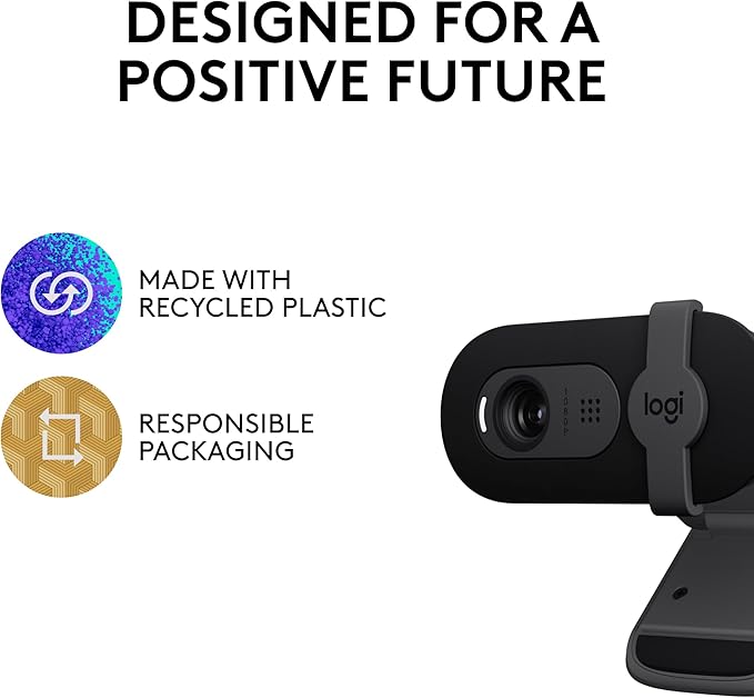 Logitech Brio 101 Full HD 1080p Webcam for Meetings, Streaming, Desktop, Laptop, PC - Built-in Mic, Shutter, Works with Zoom, Microsoft Teams, Nintendo Switch 2’s New GameChat Mode, USB-A,-Black