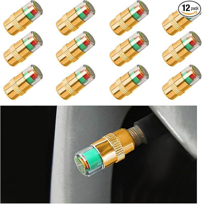 Yourkar 12 PCS Tire Pressure Monitor Valve Stem Caps, 2.4Bar 36PSI Car Tire by Unknown