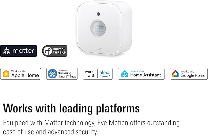 Eve Motion (Matter) - Smart Motion Sensor with Light Sensor, IPX3 Water Resistance, Automatic Activation of Lights and Devices, Thread
