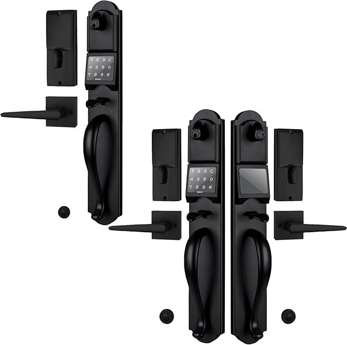 HISAFE (Left Hand) Keyless Entry Door Lock with Handle Sets, Electronic Smart Exterior Door Handleset with Keypad