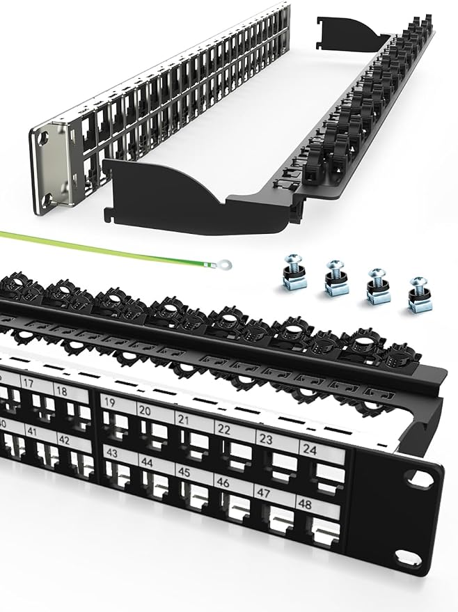 48Port Blank Keystone Patch Panel Rackmount&Wall Mount 1U 19-inch Network RJ45 by Enmane
