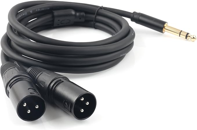 SiYear Profession 6.35mm (1/4inch) TRS Male Plug to 2 Dual XLR Male Microphone Stereo Unbalanced Audio Converter Adapter Y Splitte Cable Cord （5FT/1.5M