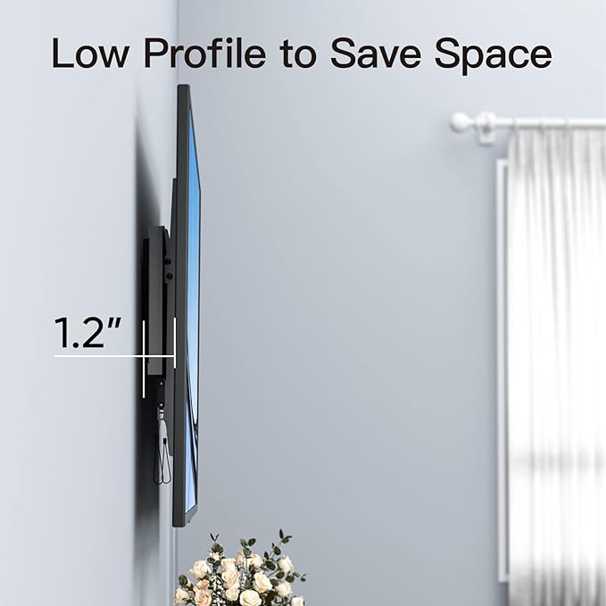 PERLESMITH UL Listed TV Mount for Most 37-85 inch TV, Universal Tilt TV Wall Mount Fits 16”- 24” Wood Stud with Loading 132 lbs & Max VESA 600x400mm, Low Profile Flat Wall Mount Bracket PSLTK1