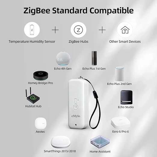 eMylo Zigbee Temperature and Humidity Sensor, IP65 Indoor Outdoor Thermometer - Image 3