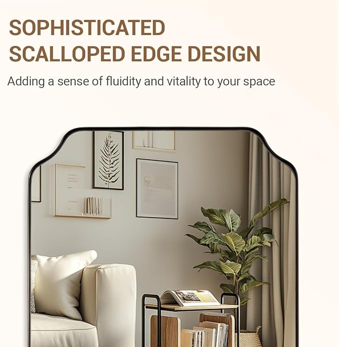 ANDY STAR Brushed Bronze Scalloped Mirror, 22"x30" Bathroom Vanity Mirror, Antique Scalloped Mirror in Premium Stainless Steel Frame, Timeless Shape with Unique Flair, Ideal for Home Remodel