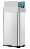 Arlopu 21.1 Gal Automatic Trash Can, 80L Stainless Steel Motion Sensor Garbage Bin, Touchless Brushed Wastebasket, W/Butterfly, Soft-Close Lid, for Living, Dinning Room, Kitchen (Silver)