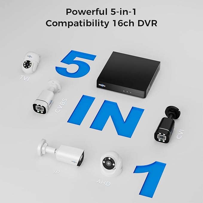 Hiseeu 16 Channel 3K Wired Security Camera System with Smart Dual Light,Audio,Person/Vehicle Detection,121°Wide View,5MP 16CH DVR,12PCS 5MP IP67 Outdoor CCTV Cameras,3TB HDD for 24/7 Surveillance