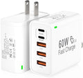 2Pack USB C Fast Charger Block, Total 60W 5-Port USB C Wall Charger 30W Type C Charging Block, 2USB C+3USB A PD 3.0 Multiport Charging Cube for iPhone 17 16 15 14 Pro Max, G-alaxy S25 S24 Ultra, i Pad