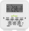 BN-LINK Indoor Digital Light Timer, 7 Day Programmable Plug with 2 Independent 3-Prong Outlets, for Lamps, Fans, 2 On/Off Settings, 1 Pack, 15A/1875W, ETL Listed
