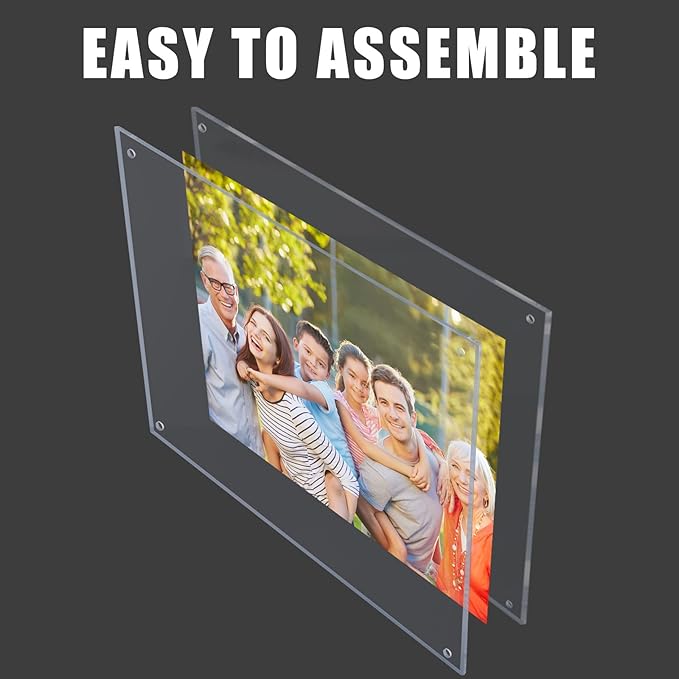 Kalami 3 Pack 11x14 Acrylic Wall Mount Picture Frame Self Adhesive, Floating Frameless Clear Photo Frame for Diploma Certificate Degree Document Display Gallery Wall-Full Frame Size 12.4x15.4