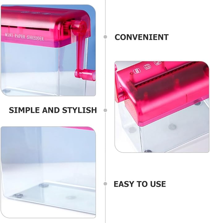 Manual Desktop Paper Shredder Red Small Handheld Shredder for Office and Home Use Wear-Resistant for A4 Paper and Cards