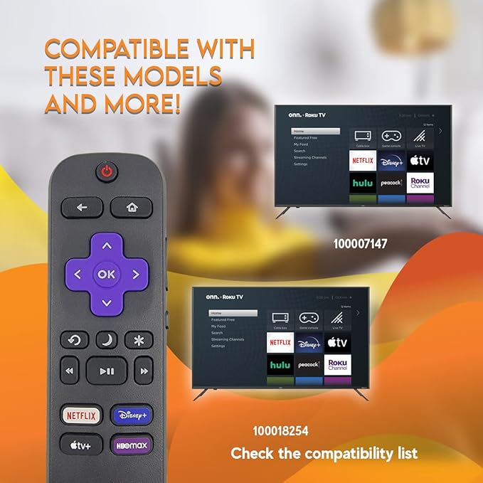 Ceybo OEM Replacement Remote Control for Roku Smart TV with Netflix, Disney+, Apple TV, and HBO Max Shortcut Keys