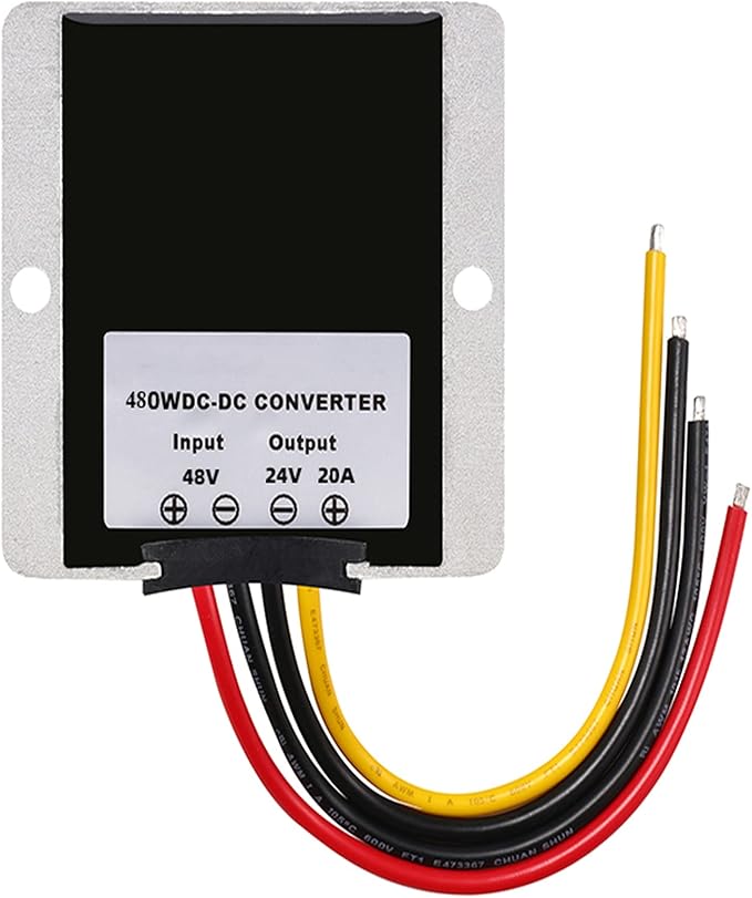 QJFCare DC Converter Voltage Reducer 36V 48V Step Down to 24V 20A 480W, Waterproof Big-Size Voltage Reducer, High-Power DC/DC Power Supply Module Buck Transformer, for Golf Cart, forklifts, Car