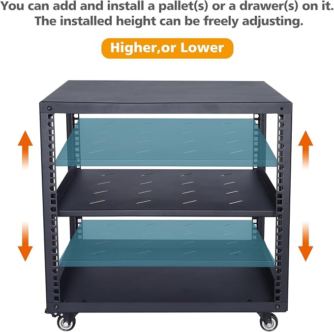 SC02 9U 19" Open Frame Network Server AV Gear Equipment Rack Mobile Storage - Image 3