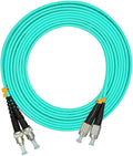 Jeirdus 10 Meters 33ft FC to ST Duplex 50/125 10G OM3 Multi-Mode Fiber Optic Cable Jumper Optical Patch Cord FC-ST