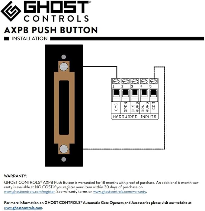 Ghost Controls AXPB Push Button for Gate Opener Systems Allows Activation Up to 1000 ft. Away from Gate