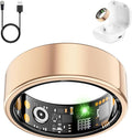 Smart Health Ring for Women Men, Fitness Tracker Ring with Heart Rate, Blood Oxygen, Sleep Tracker, Step Tracker, No Subscription Fee, IP68 Waterproof Smart Ring for iphone & Android (Rose Gold, 13#)