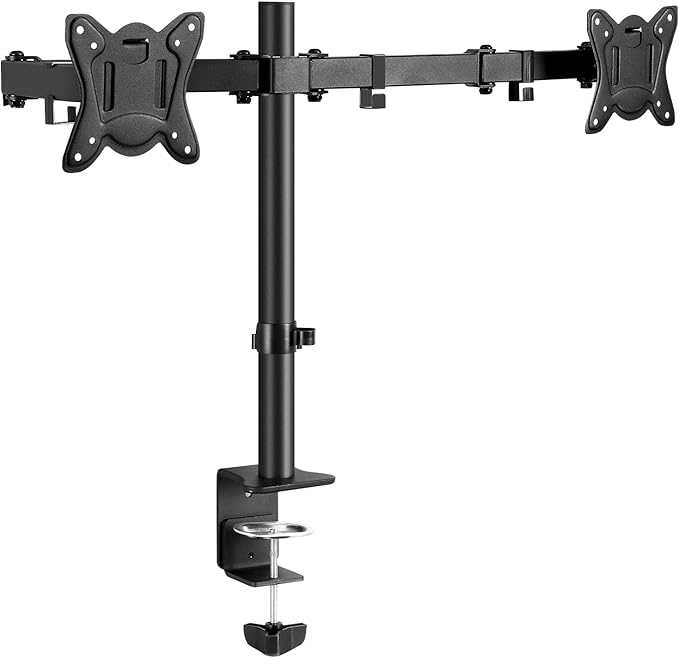 Dual Monitor Desk Mount Easily Set Up，Fully Adjustable Monitor Mount for 2 Monitors Up to 32 Inch,Heavy Duty Dual Monitor Stand Holds up to 22 LBS
