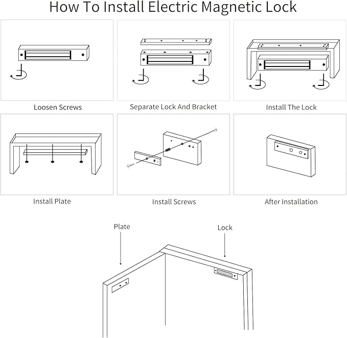 Electric Magnetic Lock 280KG 600LBS Holding Force Electromagnet Lock 12V Fail Safe NC Mode Single Door for Access Control System (280KG/600LBS)