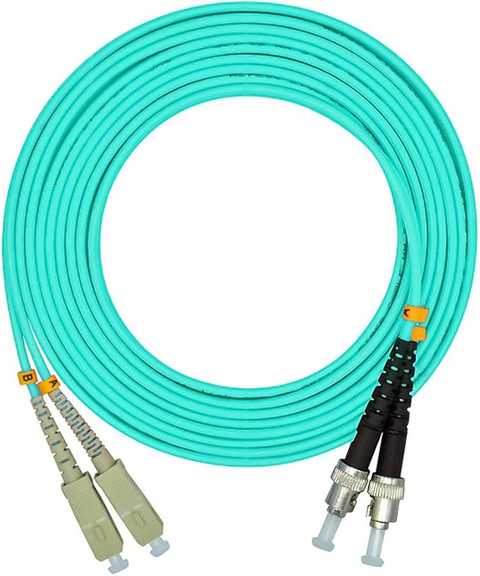 Jeirdus 50Meters 160ft SC to ST Duplex 50/125 10G OM3 Multi-Mode Fiber Optic Cable Jumper Optical Patch Cord SC-ST