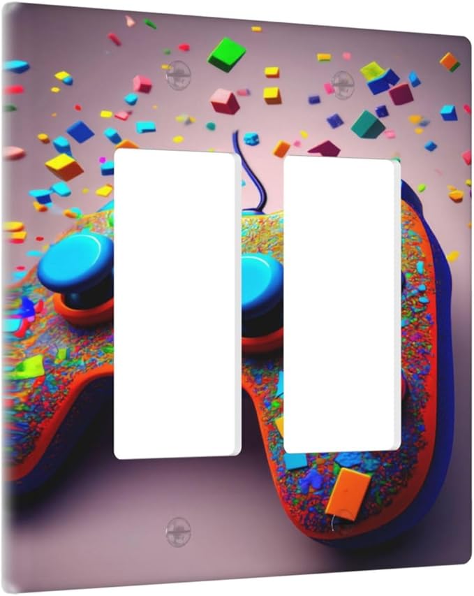 Bvtewkhz Videos Game Controller 2 Gang Double Rocker Decorative Light Switch Covers Electrical Faceplate Switchplates for Bathroom Kitchen Home