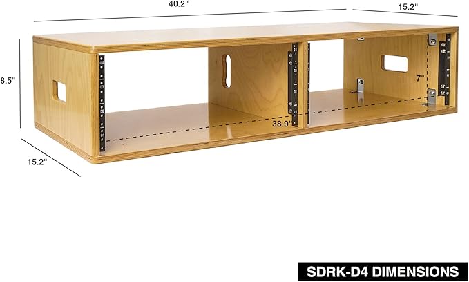 Sound Town DIY 2 x 4U Studio Rack with Baltic Birch Plywood, Golden Oak For Recording Room, Home Studio (SDRK-D4)