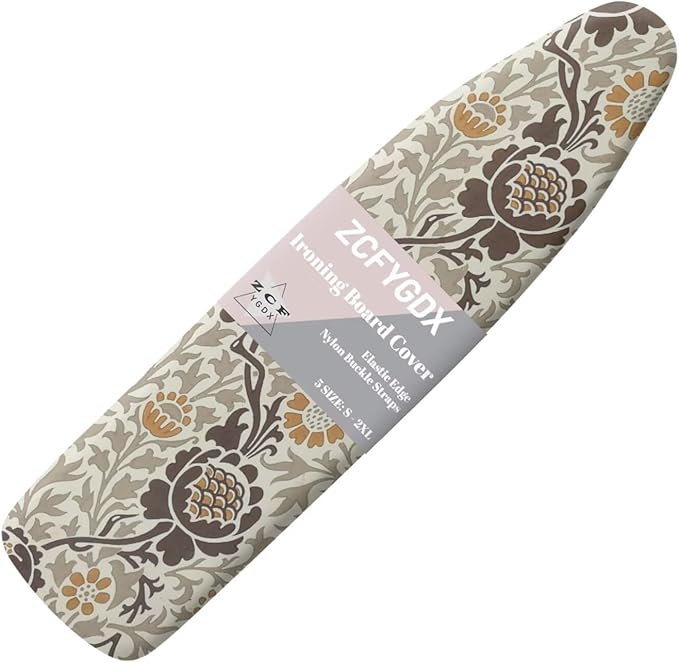 ZCFYGDX Elastic Ironing Board Covers Standard Size, William Morris Prints Ironing Board Straps/Cover and Fastener 17x49 Inch, Strongly Breathable and Doesn't Retain Moisture, Easy Installation