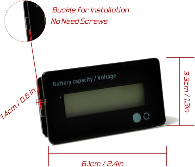 12V-48V Battery Meter, Voltage Indicator, Lead-Acid & Lithium Ion Battery Monitor, for Motorcycle, Car, Truck, Vehicle, Marine, Boat, Golf Cart, Club Car, Forklift